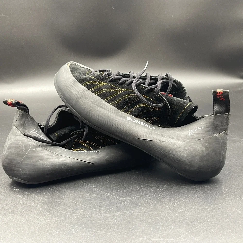 Boreal Diablo Rock Climbing Shoes Mens 12.5 Black Yellow Suede Lace Up